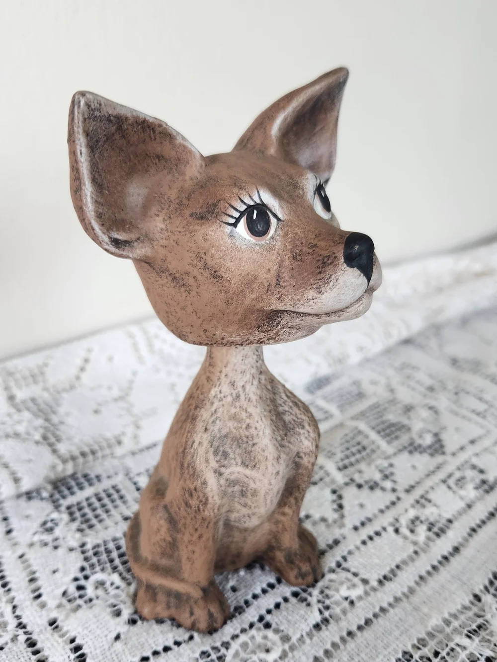 Brown Ceramoc Bobblehead Dog Figurine Decorative Pet Statue